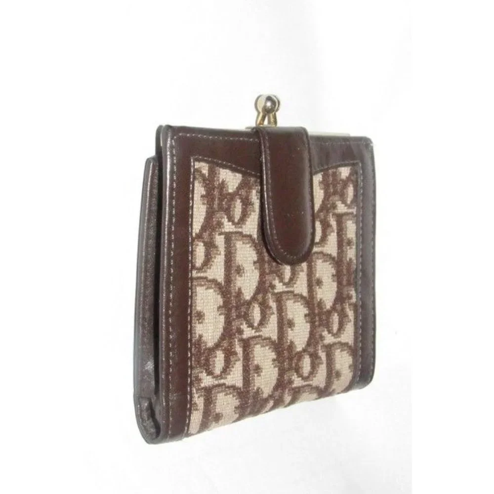 Christian Dior Brown Trotter Print Vintage Wallet and Coin Purse